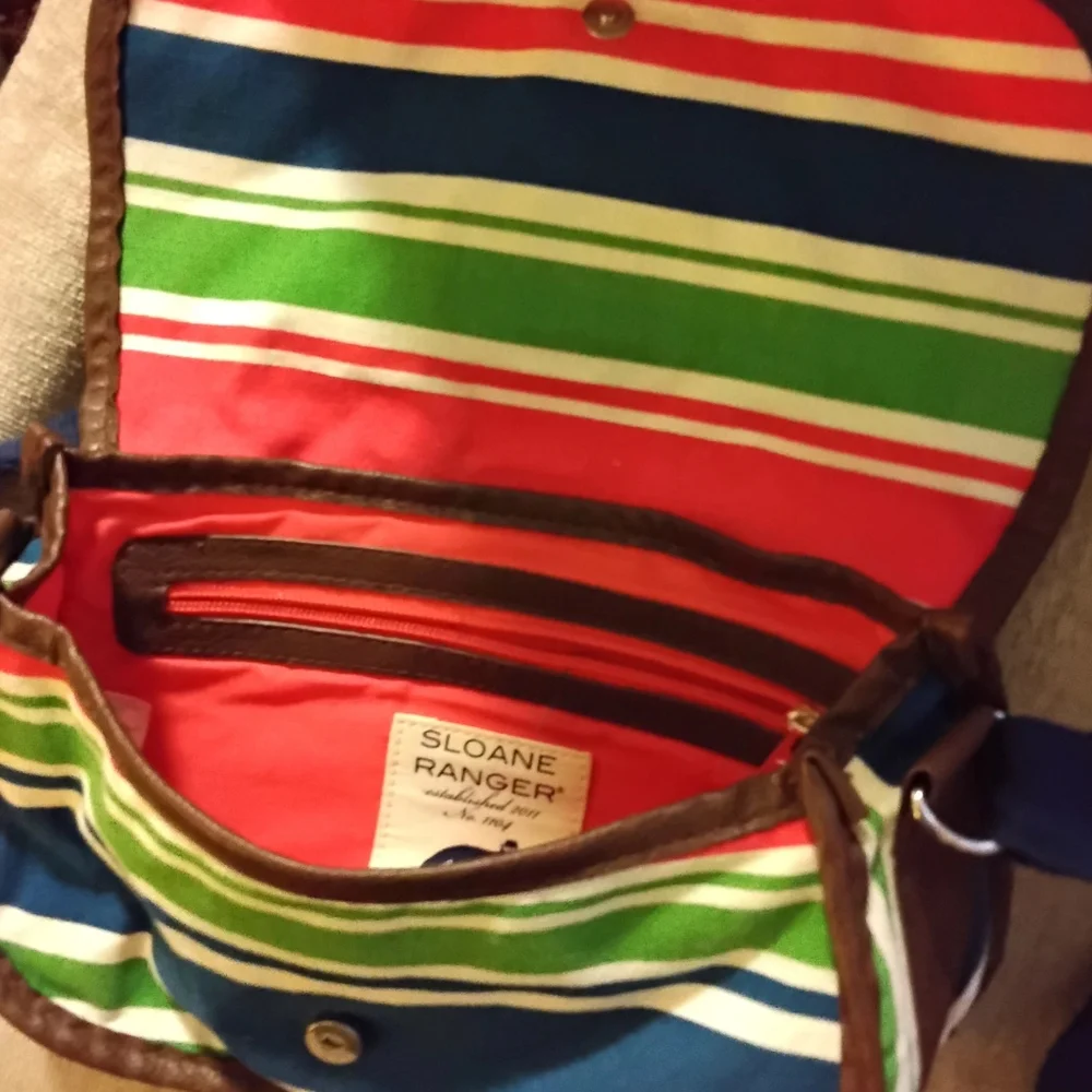 Sloane Ranger Striped Canvas Front Flap Shoulder/Messenger Bag - Picture 8 of 10